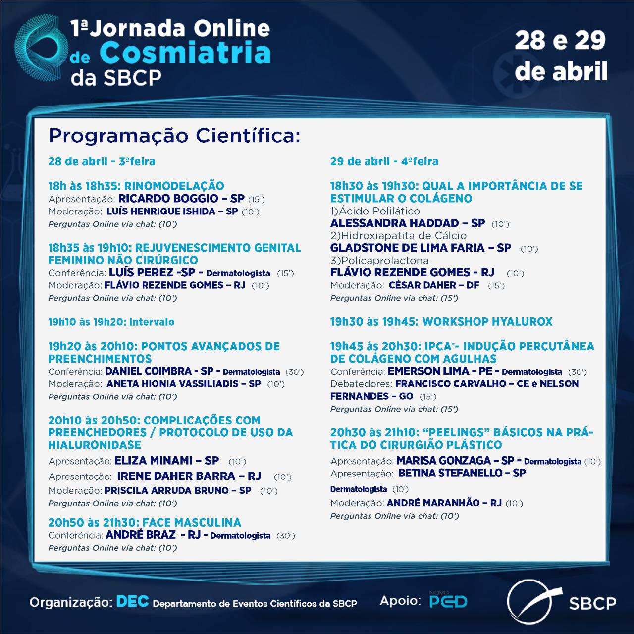 1ª Jornada Online de Cosmiatria da SBCP